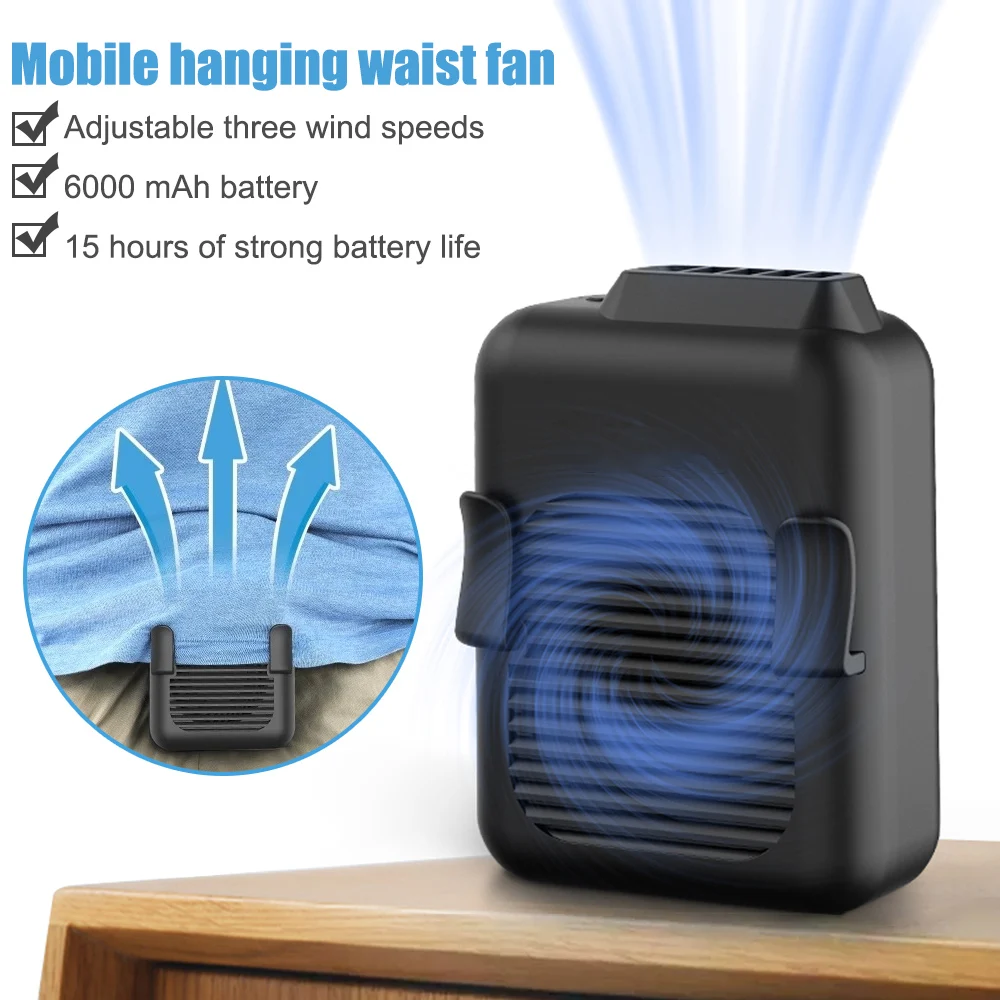 4000mAh Hanging Mini Fan 3 Speeds Handheld Portable Fans Home Office Travel Air Cooling Desktop Usb Rechargeable |