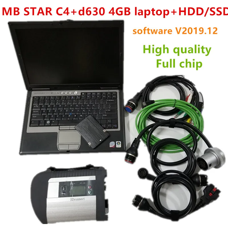 12 MB STAR C4 SD Подключение компактный 4 wifi диагностический инструмент с,12 программным обеспечением с D630 ноутбук 4 Гб mb star c4 готов к использованию