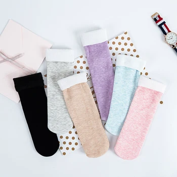 

Autumn Winter Thicken Cashmere Snow Socks 1 Pair of Cute Warm Sleeping Floor Sleep Candy Colored Female Tube Sock