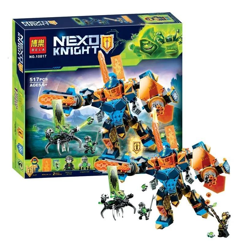 

517pcs Nexoe Knights Tech Wizard Showdown Clay High-tech Armoured Ares Mech Building Blocks Compatible Legorreta Nexus Toys