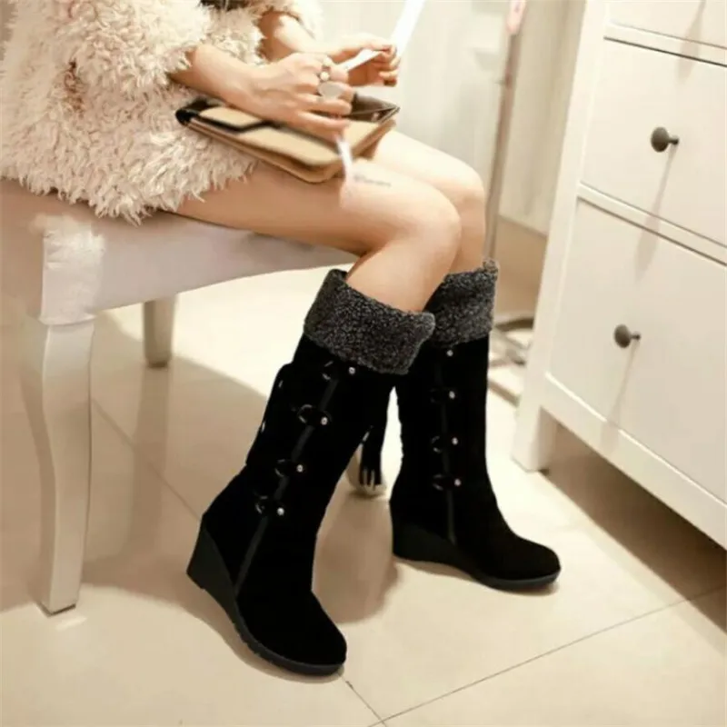 

New women boots suede comfortable warm breathable lightweight casual wear non-slip sneaker design women thigh high boots