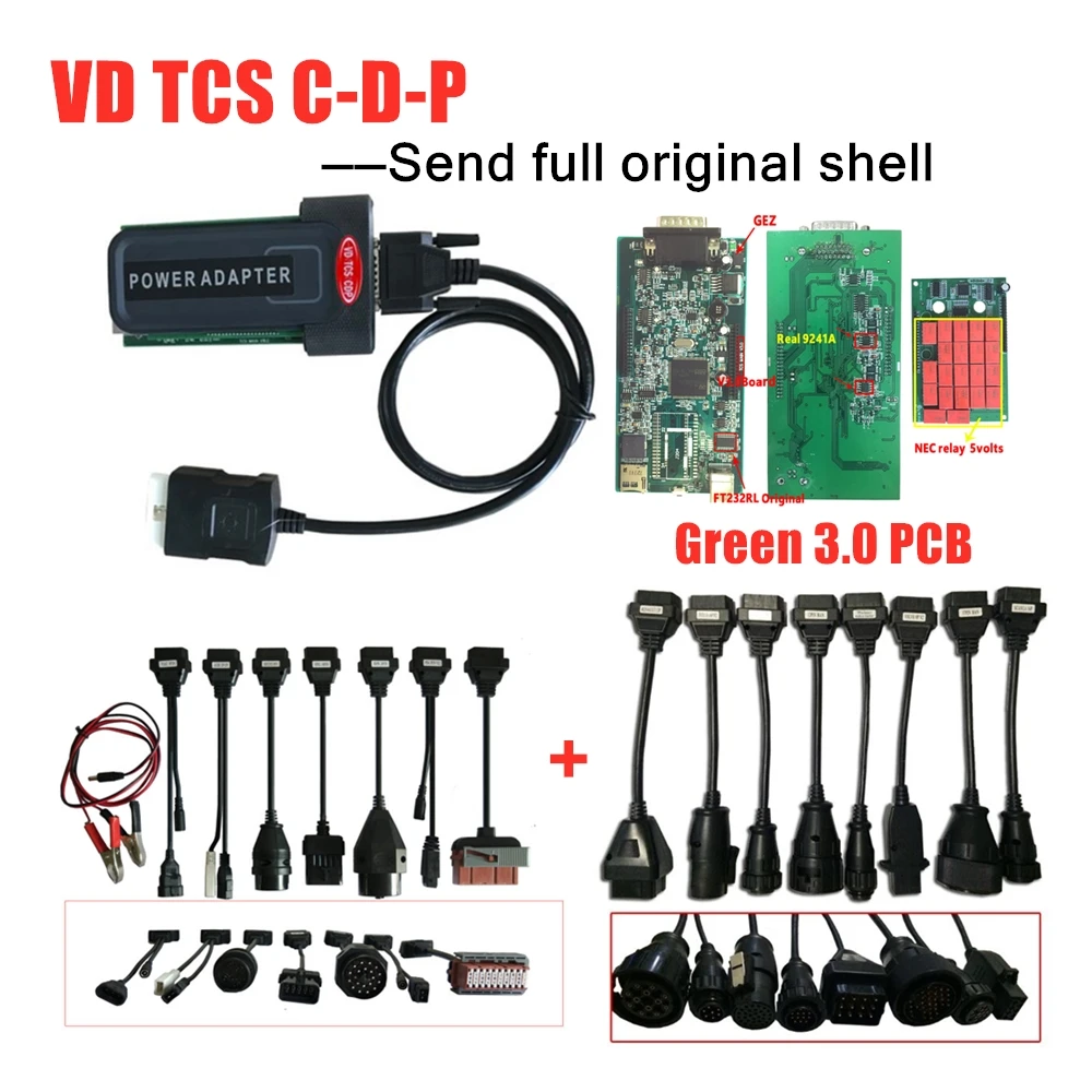 DHL vci vd ds150e c-d-p для delphis с Bluetooth. R0/. r3 keygen obd obd2 сканер+ 8pc автомобилей/грузовиков Кабели - Цвет: without bluetooth