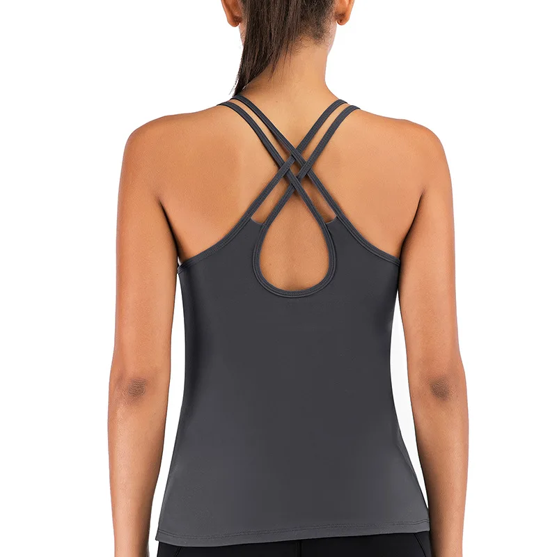 

Profession Yoga Vest Women's with Chest Pad Push up Beauty Back Sports Breathable Fitness Yoga Chinlon Source Good Goods