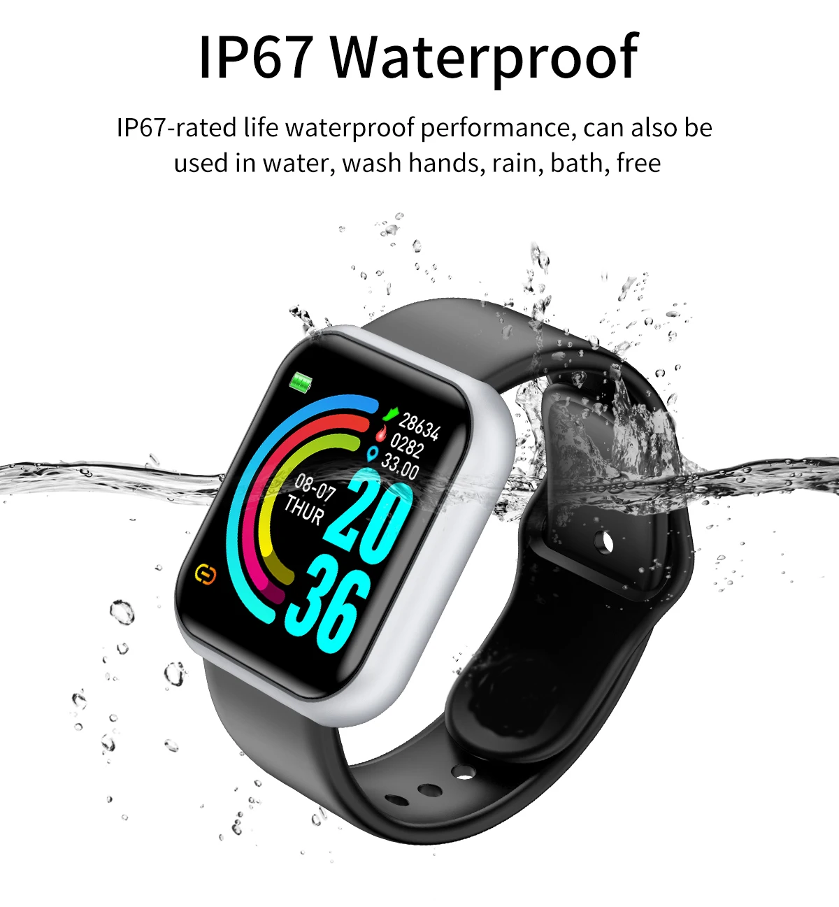 10Pcs Smartwatch D20 Men Women Smart Watch Y68 Fitness Tracker Sports Heart Rate Monitor Bluetooth Wristwatch for IOS Android