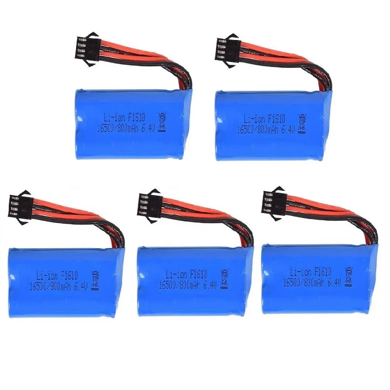 1 5 шт. wltoys 18628 18629 18428 18429 1/18 высокоскоростной Аккумулятор для радиоуправляемого грузовика 6 4 в 800 мАч литий
