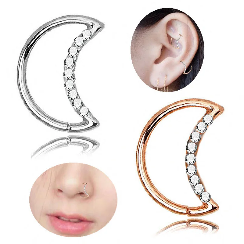 

NEW Steel Fashion Circular Bead Rings Moon Eyebrow Tongue Nose Hoop Piercing Labret Stud Ring Ear Cartilage Tragus Jewelry