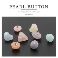 10pcs 10-14mm bottoni di perle colorate cuore tondo Vintage perlina materiale ABS per abbigliamento camicia artigianato fai da te accessori decorativi