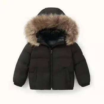 

2020 Winter New Children's down Jacket Raccoon Dog Fur Collar Thick Coat Western Style Casual down Jacket winter clothes