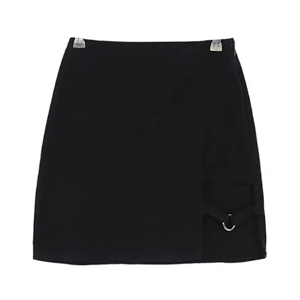 

Sexy Irregular Cotton Punk High Waist Pencil Bandage Skirt Mini Bodycon Short Skirt Black Slim Women
