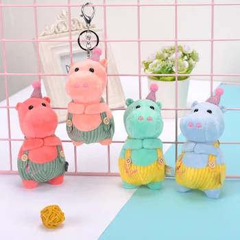 

New 12cm cartoon hippo plush keychain creative anime bag plush pendant cute plush key ring