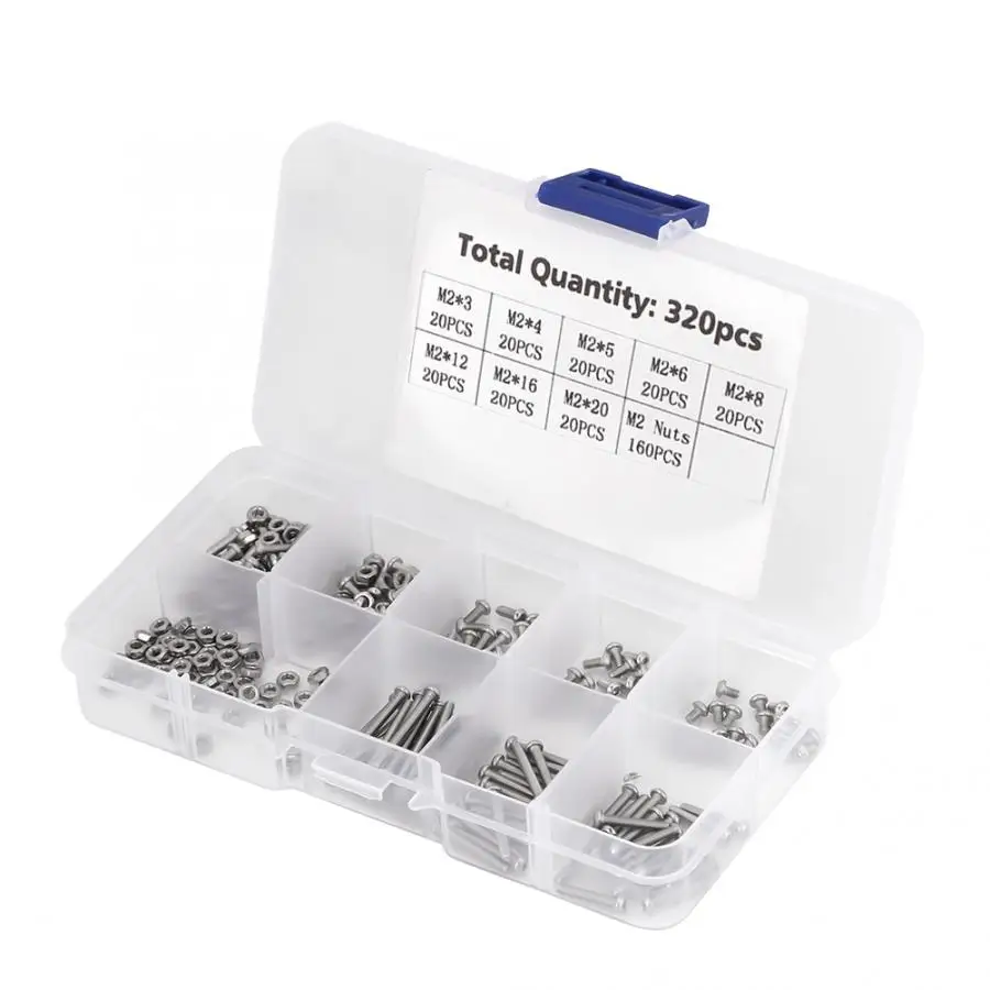 

320pcs M2 Machine Screws Set Fasteners for Laptop/Hard Disk/Keyboard/Phone/PC