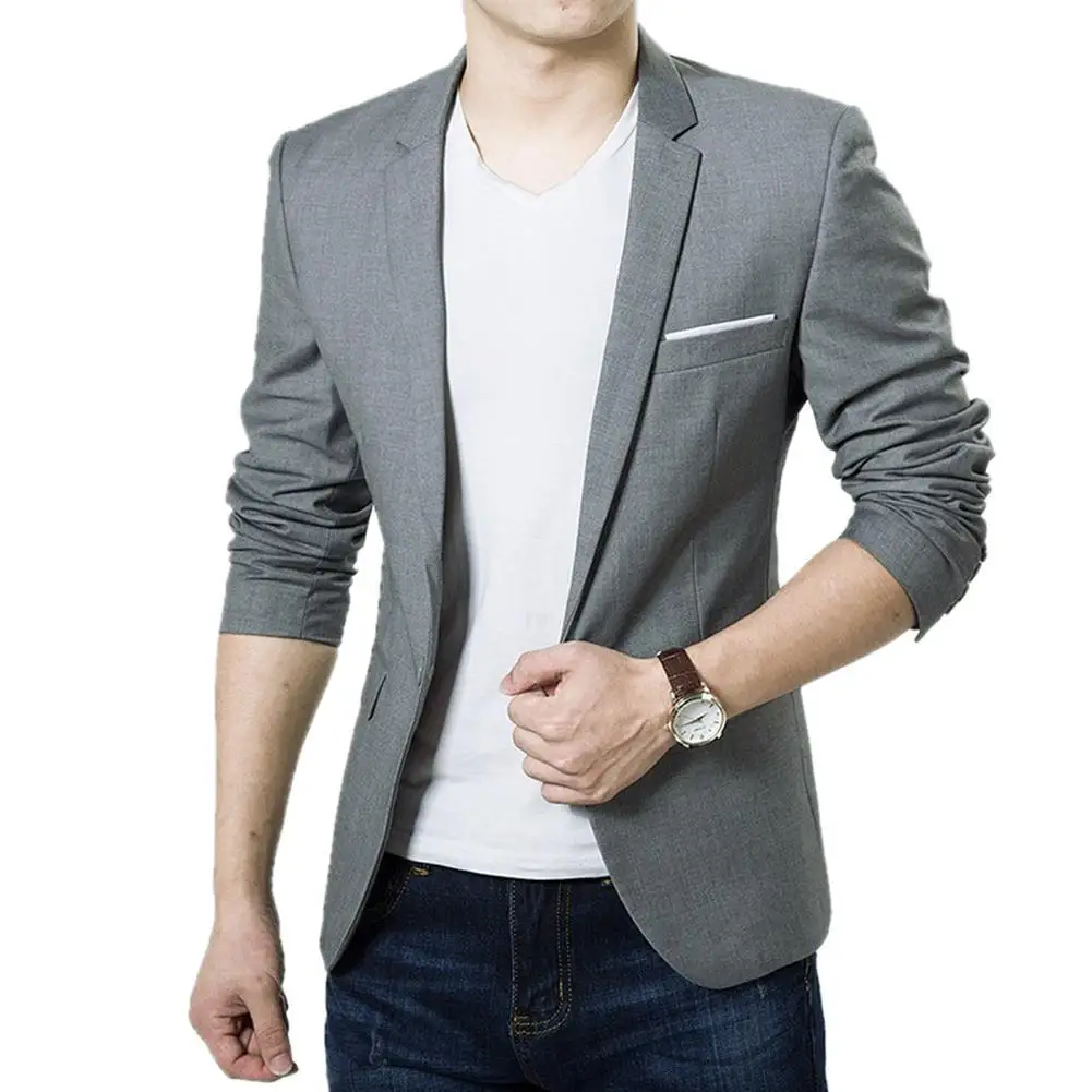 Business Male Suits Slim Formal Dress Waistcoat One Button Lapel Long Sleeve Pockets Top Male blazer suit بلايز