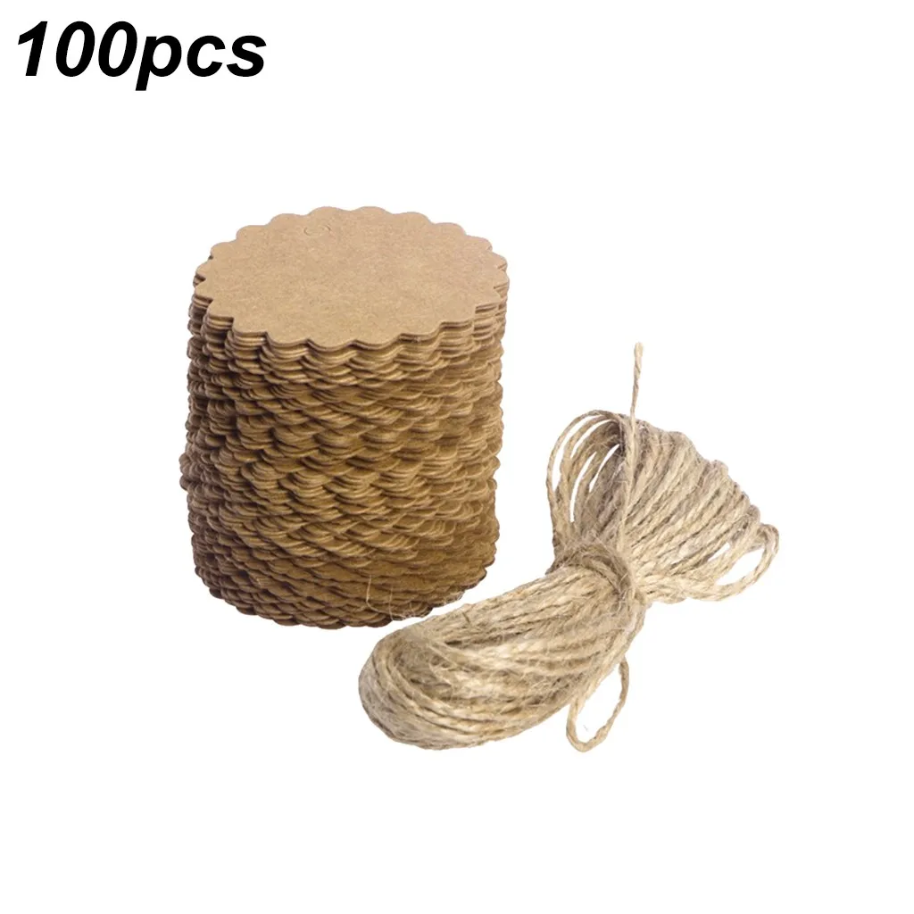 100pcs Christmas Christmas Tree Kraft Paper Wishing Card Linen For Diy Paper Cards Making Love Party Supplies Home Decorative