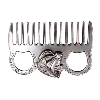

Accessories Ergonomic With Keyring Ponies Cleaning Tool Polished Metal Brush Rust Proof Horse Comb Outdoor Durable For Grooming