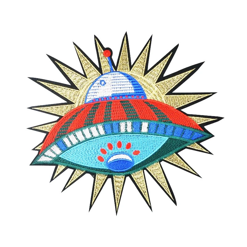 

1 Pcs UFO Quality Large Embroidered Patch Iron on Universe Applique Planet Patches for T-shirt Garment DIY Apparel Accessories