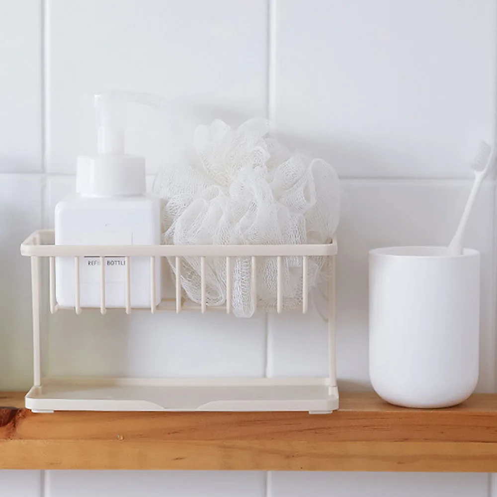 

Kitchen Storage Rack Drain Rack Removable Washable Soap Sponge Sink Shelf Storage Box Plastic Double Storage Basket Kitchen Bath