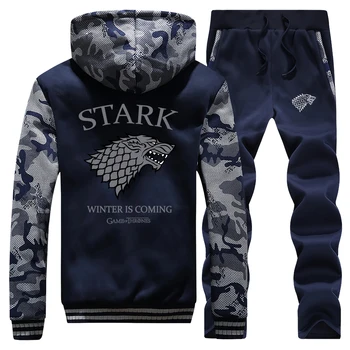 

Game Of Thrones Sweatsuits Men Winter Is Coming Mens Sweat Suits Camouflage Two Piece Sets Male Sports Clothing Winter Tracksuit