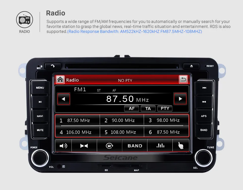 Best Seicane 2 din 7" Car DVD Player GPS Navigation For VW Volkswagen Lavida New Beetle 2 Seat  Alhambra Caddy Touran Passat Jetta 11