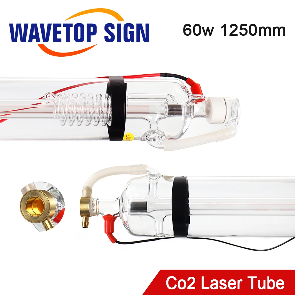 Лазерная трубка WaveTopSign Co2 длина 1250 мм 60 Вт стеклянная диаметром используется для