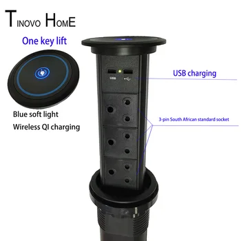 

One-button electric lifting socket / South Africa standard socket/with wireless QI charging be customized / Blue soft light