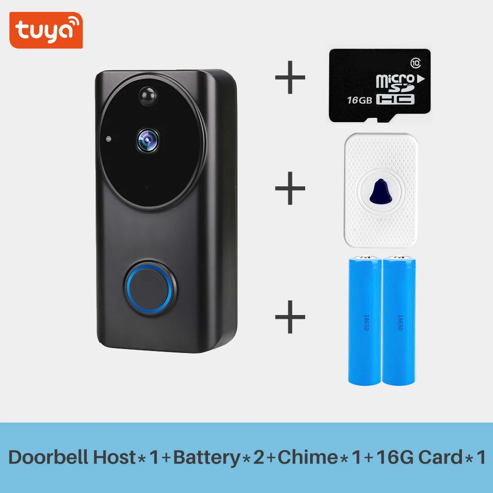 Умный видео дверной звонок Tuya 1080P WiFi видеодомофон приложение SmartLife дистанционное управление беспроводной дверной звонок камера домашний монитор безопасности - Цвет: Синий
