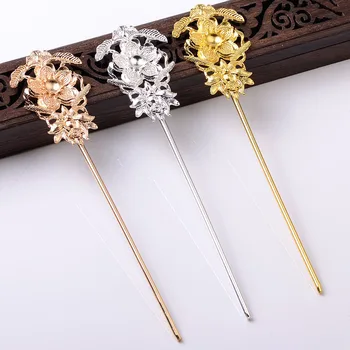 

10 PCS Vintage Metal Alloy Flowers Hair Stick DIY Bridal Wedding Hair Jewelry Accessories For Jewelry Making