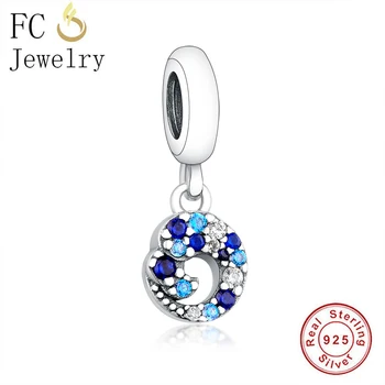 

FC Jewelry Fit Original Brand Charm Bracelet 925 Silver Blue Zirconia Sea Wave Bead For Making Women Me Series Berloque 2020