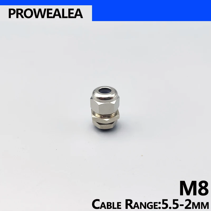 Metal Cable Gland M8 IP68 Waterproof Brass Cable Gland Weatherproof Cable Gland Silicone Rubber Insert Type Fine Copper Joint
