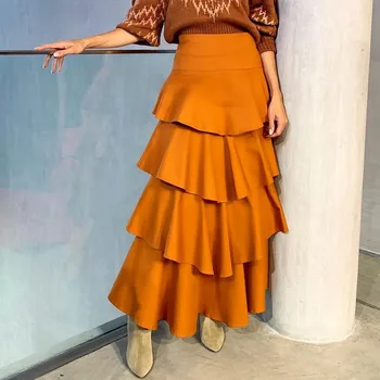 

2020 Women Layered Long Skirts Floor Length High Waist Line Custom Made Elegant Formal Evening Party Long Skirts