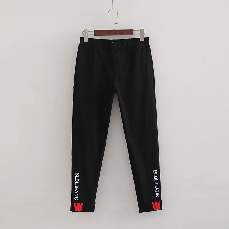 

S6 Large Size Dress Summer New Style Fat Mm Plus-sized Revers Lettered Ultra-stretch Leggings Trousers 4006