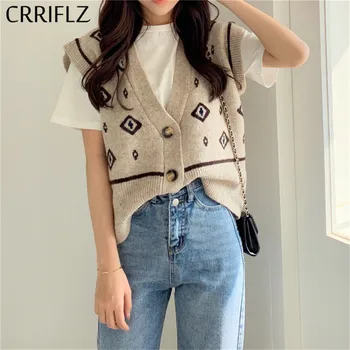 

One Size Casual Polyester CRRIFLZ Regular Single Breasted Argyle V-neck