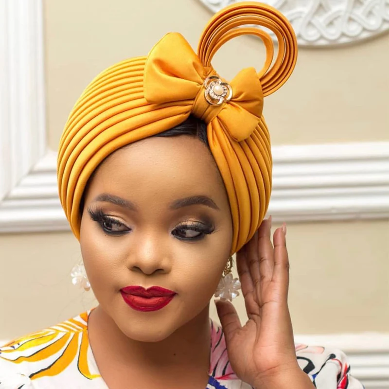 Handmade Nigerian Wedding Gele African Auto Gele Headtie Muslim Turban Cap Arab India Hat Female Head Wraps Turbante Mujer 2022 spain fashion women viscose scarf african ethnic floral tassel hijab shawls and wraps female foulards echarpe muslim sjaal