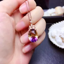  Oval Simulated Amethyst Gradients Color Stone Pendant Necklace Rings Sets for Women Luxury Crystal Chain Wedding Jewelry Sets 