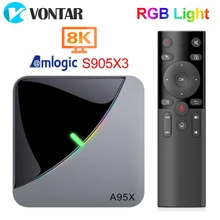 ТВ-приставка VONTAR A95X F3 Air 8K RGB светильник Android 9,0 Amlogic S905X3 4 Гб 64 Гб двойной Wifi 4K 60fps Netflix Youtube Smart tv A95X Air