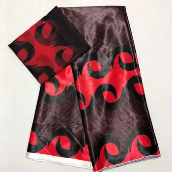 

Slik African Ghana Wax Printed Fabric High Quality Satin Print Fabrics Nigerian Plain Fabric 5yards For Cloth