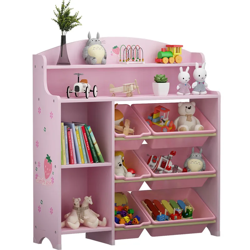 

Children's Toy Storage Rack Baby Bookshelf Picture Book Nursery Toy Cabinet Shelf Multi-layer Finishing Cabinet