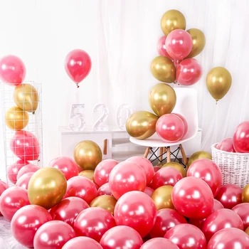 

50pcs lescent colorful balloons decorated birthday double-layer mixed pearl party female wedding room layout scene