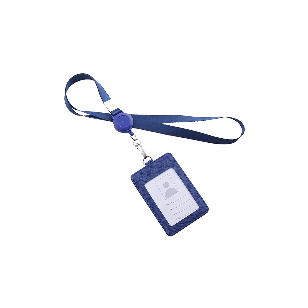 New Card Holder Employee ID Card Cover Work Certificate Identity Badge ID Business Case With Neck Lanyard - Цвет: Синий