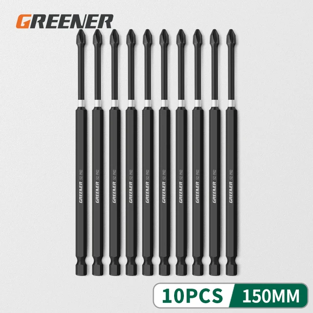 Greener Impact Strong Magnetic Batch Head Cross High Hardness Hand Drill Bit Screw Electric Screwdriver Set 50 65 70 90 150mm 150mm 10pcs