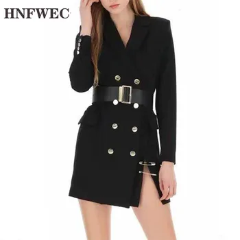 

Split Dress For Women V Neck Long Sleeve High Waisted With Belt Mini Dresses Female 2019 Fashion Streetwear Clothing L992