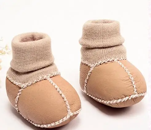Детские ботинки из натуральной кожи; зимние ботинки с овечьим мехом для маленьких мальчиков и девочек; зимние ботинки с мягкой подошвой для малышей; обувь для малышей - Цвет: khaki