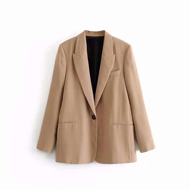 En Ligne 2019 femmes élégant un bouton solide col blazer cranté col à manches longues costumes manteau femme casual élégant outwear hauts CT257
