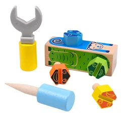 Juego de destornilladores de madera para niños, juego de herramientas de reparación multifunción con tuerca de juguete, bricolaje, para regalo