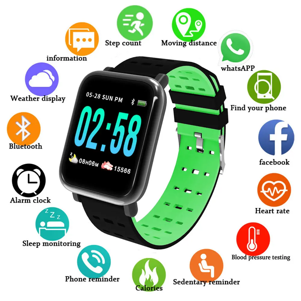 

A6 Smart Wristbands Blood Pressure Measurement wrist tonometer Heart Rate Monitor Fitness Tracker Watch GPS Activity Tracker