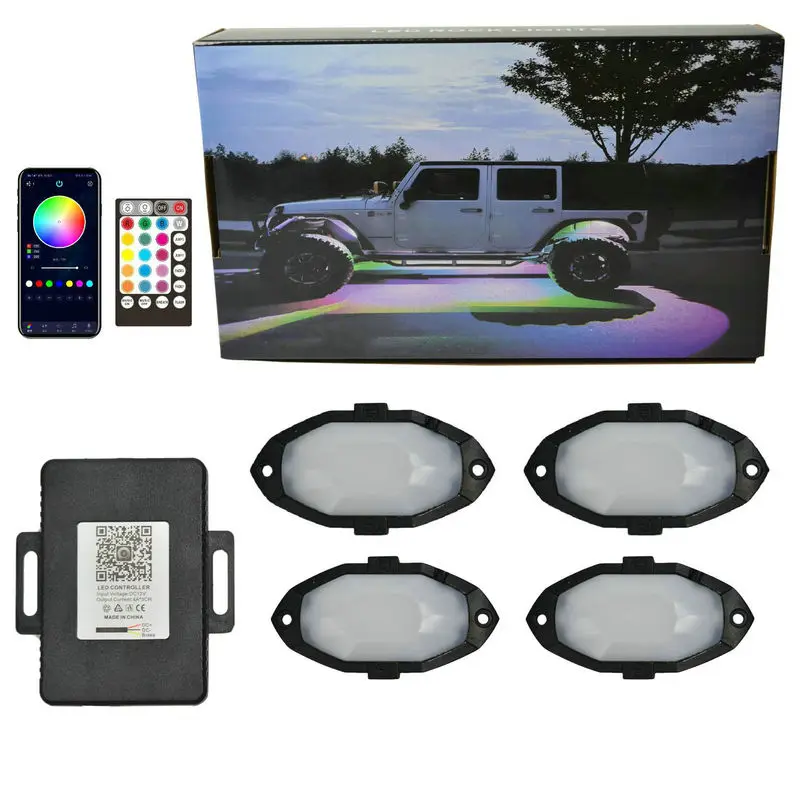 4-pods-rgb-led-rock-light-multicolor-chasing-neon-underglow-waterproof-sound-music-lighting-kit-with-app-rf-control-for-wheel