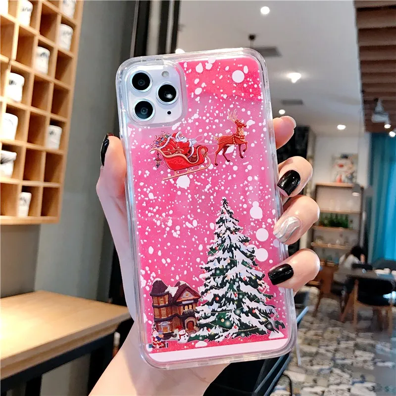 

For iphone X S Max XR phone Case hristmas tree quicksand moonlight phone Case 8 8plus 7 7plus 6 6S 6plus 6Splus phone Case