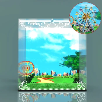 

Building Block Acrylic Dustproof Display Box Show Box for Creator Expert Ferris Wheel 10247 (Display Box Included Only)-2 Lights