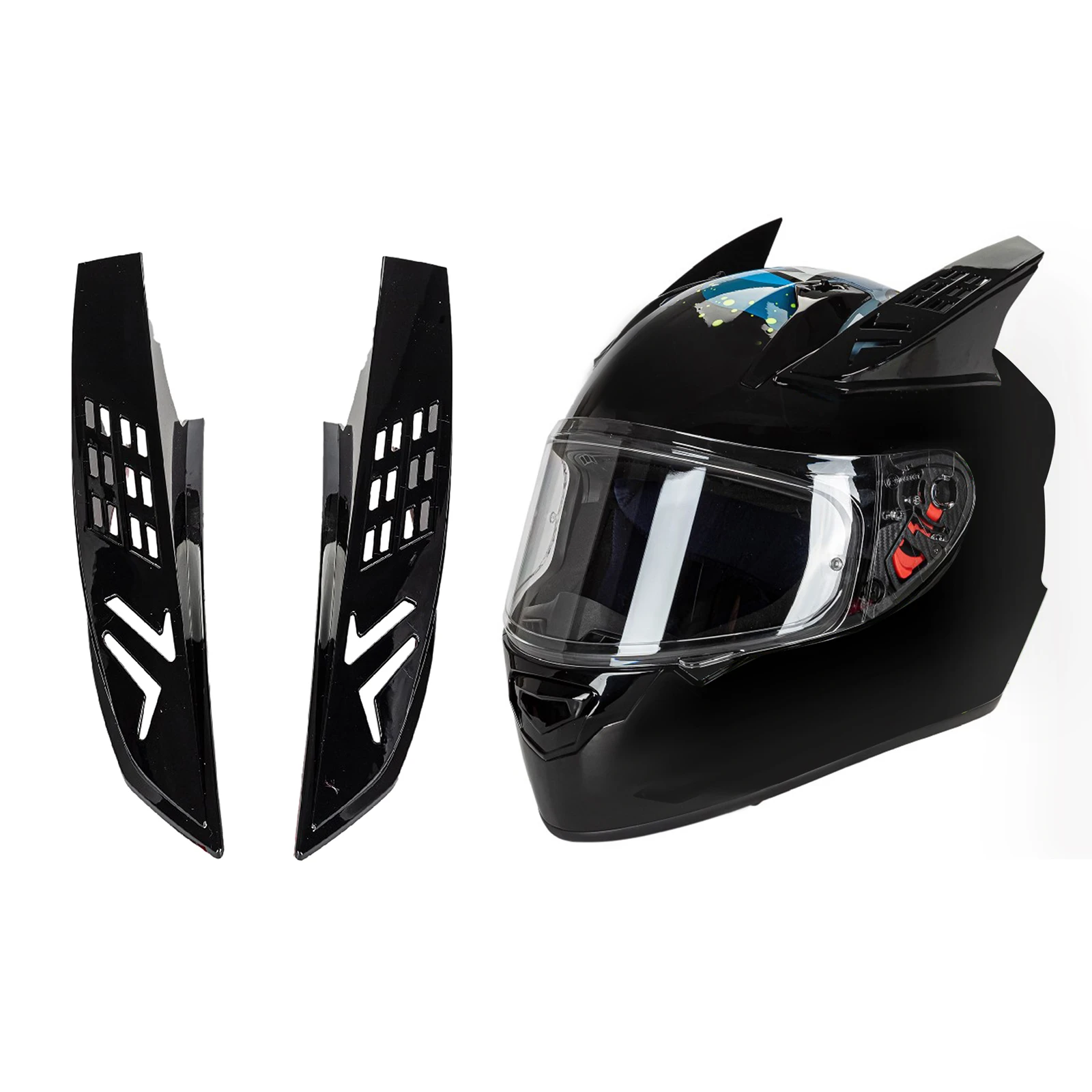 Cuernos de orejas casco de plástico de motocicleta, de motocicleta, de decoración adhesivas fuertes, cuernos bonitos para casco|Cascos| - AliExpress