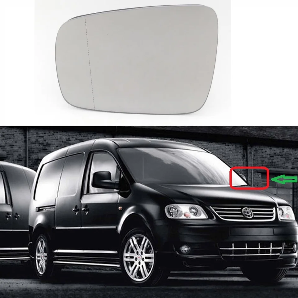 Vetro Specchietto Retrovisore Destro Riscaldato Per VW Transporter T5 (2003-2009) E Caddy (2004-2015) – Lato Passeggero, Convesso - 4
