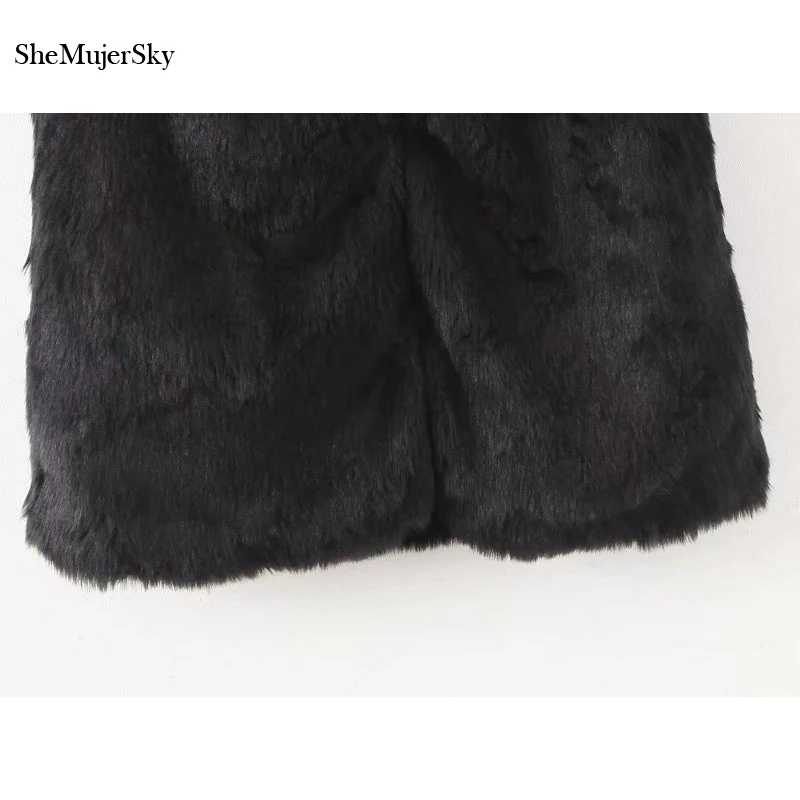 SheMujerSky/черный зимний женский меховой жилет, пальто, Теплые повседневные куртки casaco feminin